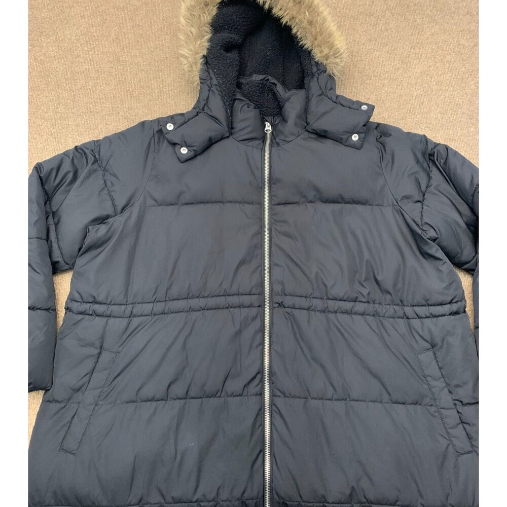 Old Navy Coat Womens 2XL Maternity Hooded Puffer Faux Fur Trim Quilted Fleece